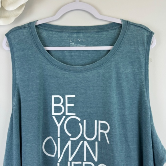 LIVI for LANE BRYANT Sleeveless Teal T Shirt Top Open Back Flap / Plus 26 - 28 - Picture 4 of 16